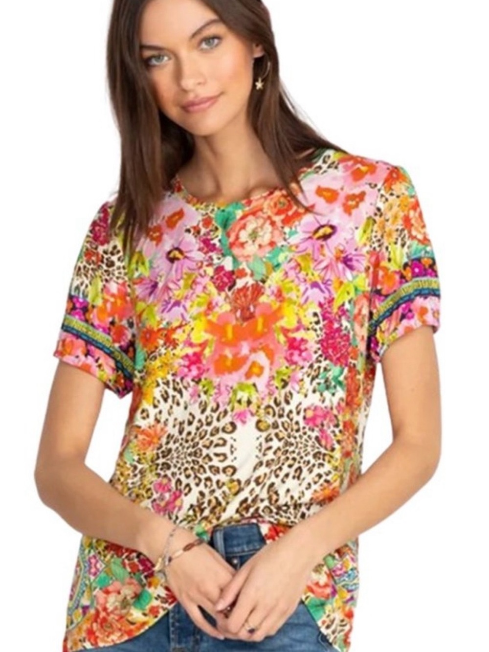 Johnny Was Puff Sleeve Tee in Wild Garden. Size XXL. EUC. - Picture 13 of 15